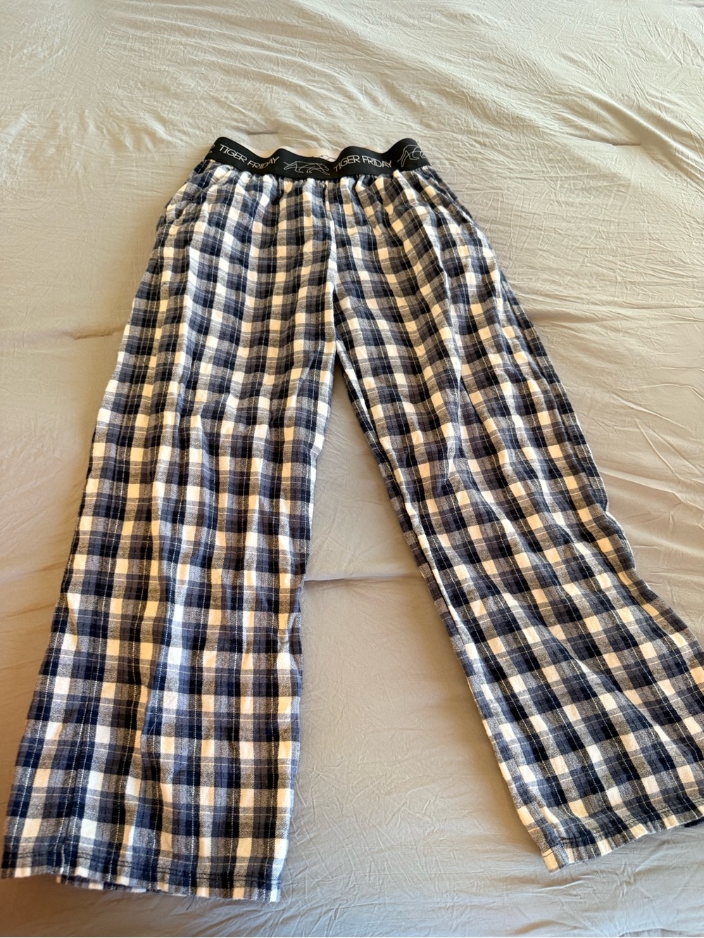 Tiger Friday  Plaid Flannel Lounge Pants - Navy & White